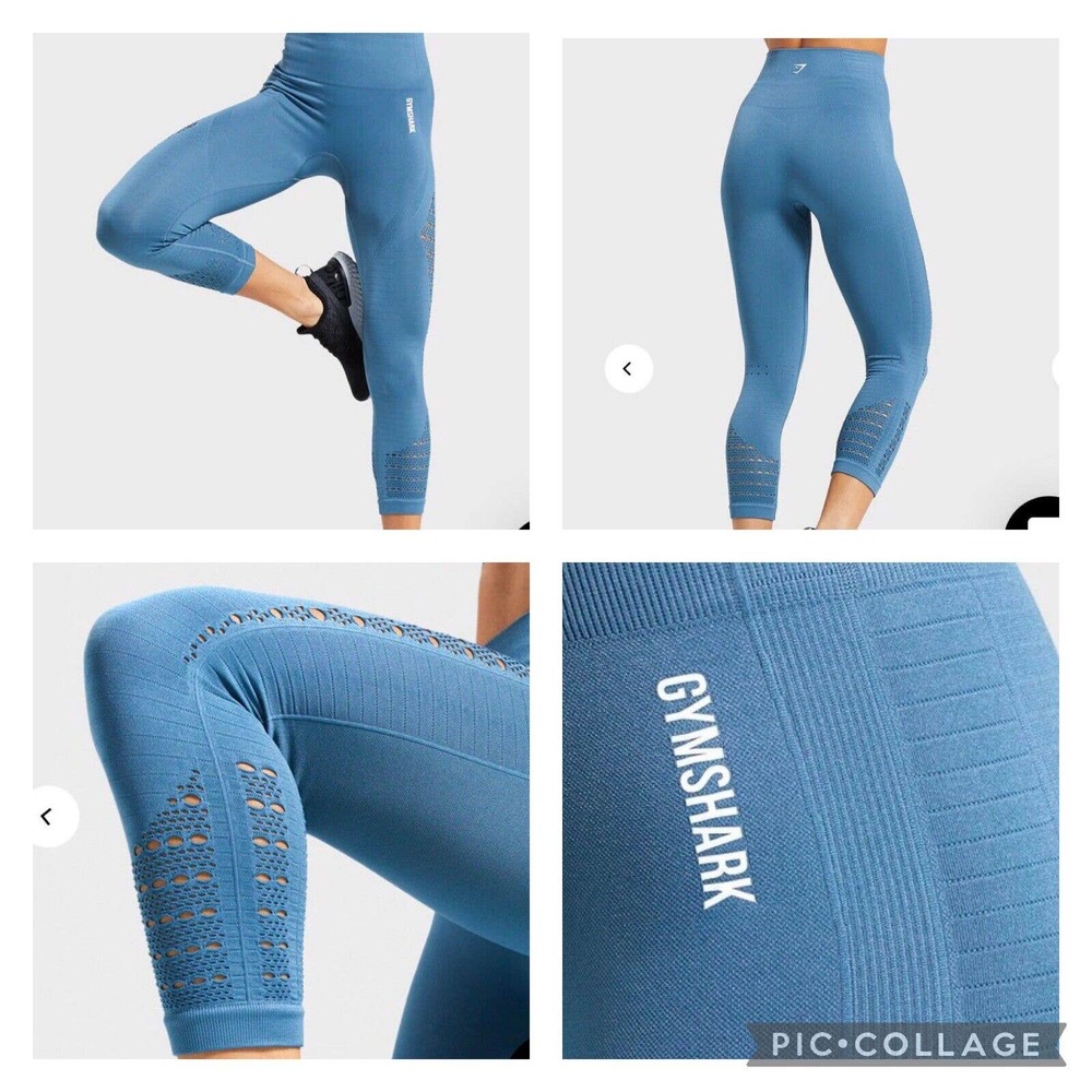 Gymshark Women’s Energy + Seamless Cropped Leggings In Blue Stone Medium